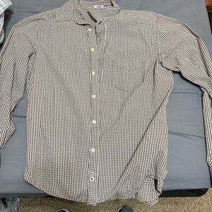 Men’s Large brown and white patterned button up shirt